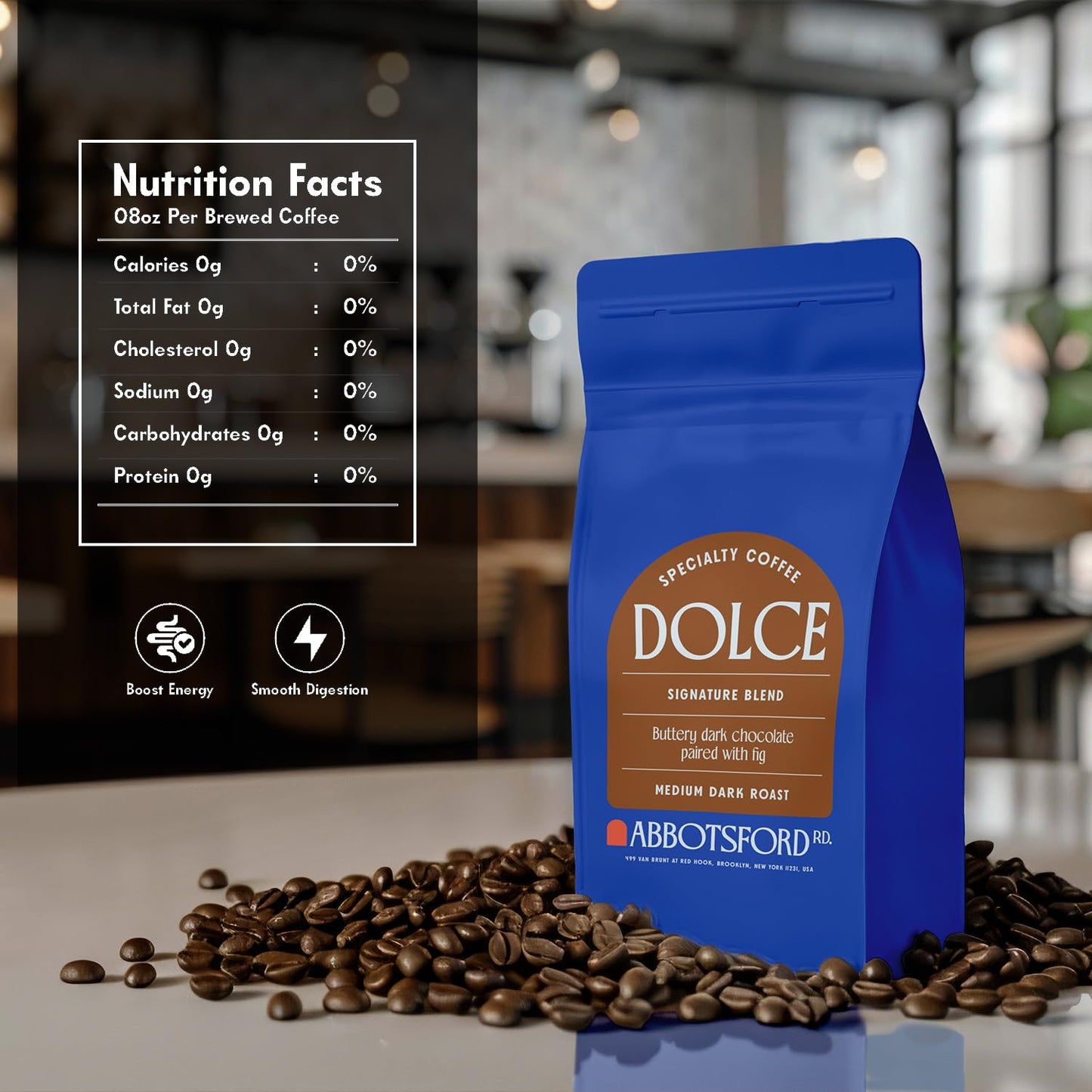 Dolce Whole Coffee Beans, Specialty Medium Dark Coffee Beans, Sweet Flavor With Buttery Dark Chocolate & Fig, 12 Oz Bean Bag, Fr