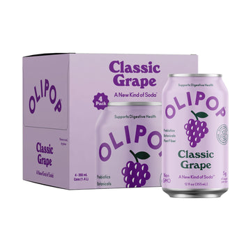 OLIPOP Prebiotic Soda Pop  Classic G  Prebiotics  Botanicals  Plant Fiber  12 fl oz (4 Cans)
