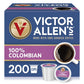 Victor Allens Coffee 100% Colombian Medium Roast Single Serve Pods, 200 Count, Compatible with Keurig K-Cup Brewers, Brown