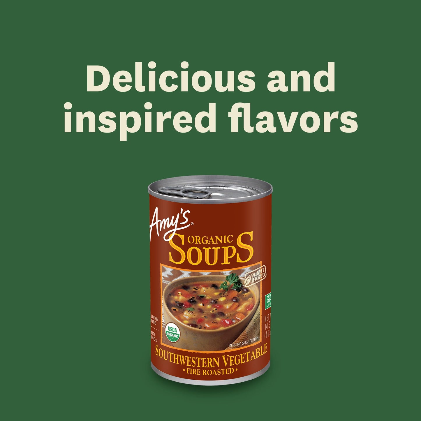 Amys Soup, Vegan Fire Roasted Southwestern Vegetable Soup With Organic Black Beans, Gluten Free, Canned Soup, 14.3 Oz (6 Pack)