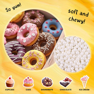 Bayep Edible Pearls For Cake Decorating 7Mm White Sprinkles For Cookies, Baking, Ice Cream, Cupcake Topper Pearl Sprinkles Perfe