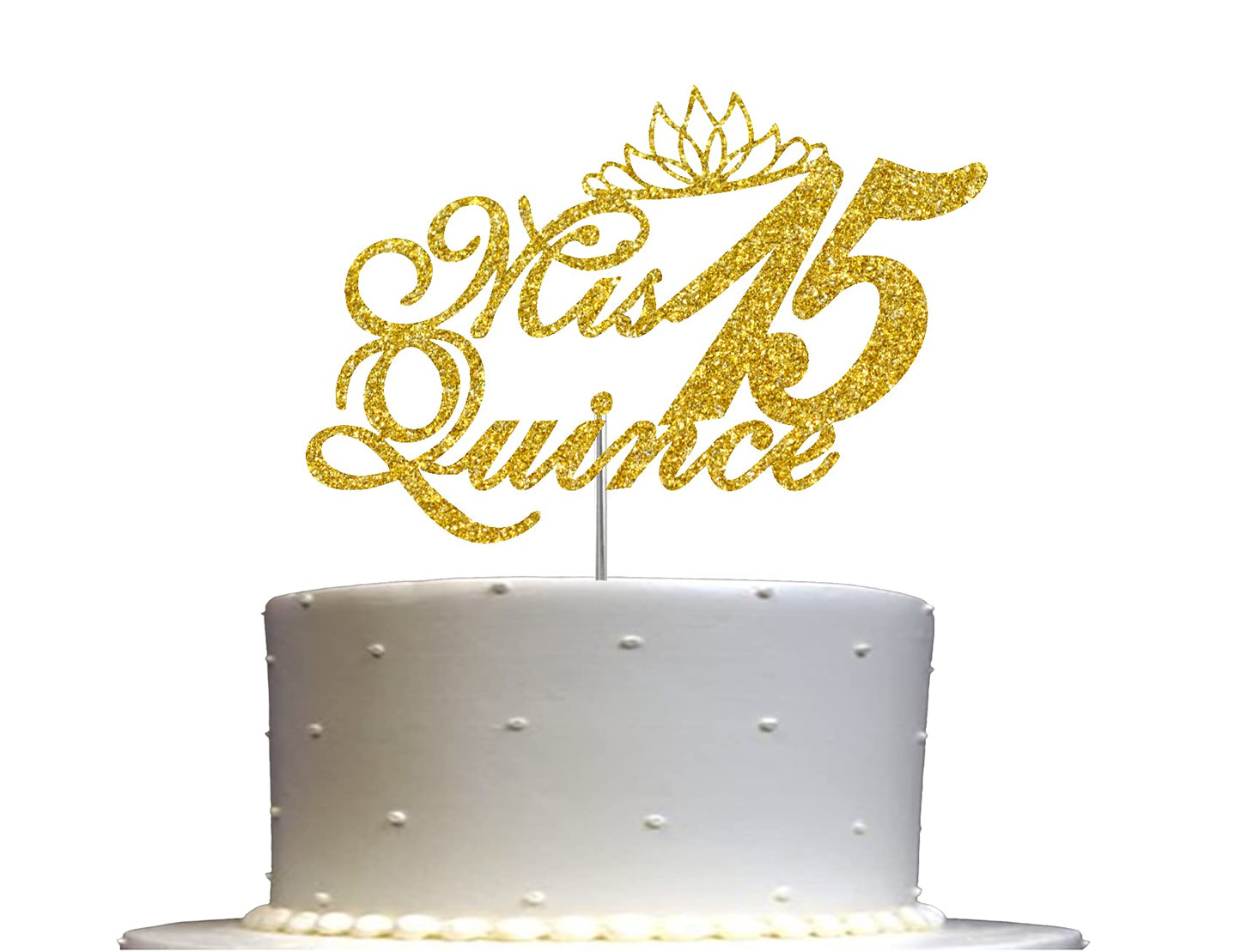 Mis Quince 15 Quinceanera Glitter Cake Topper, Fifteen Birthday Party Decorations Ideas, Premium Quality Decoration, Sturdy Doub
