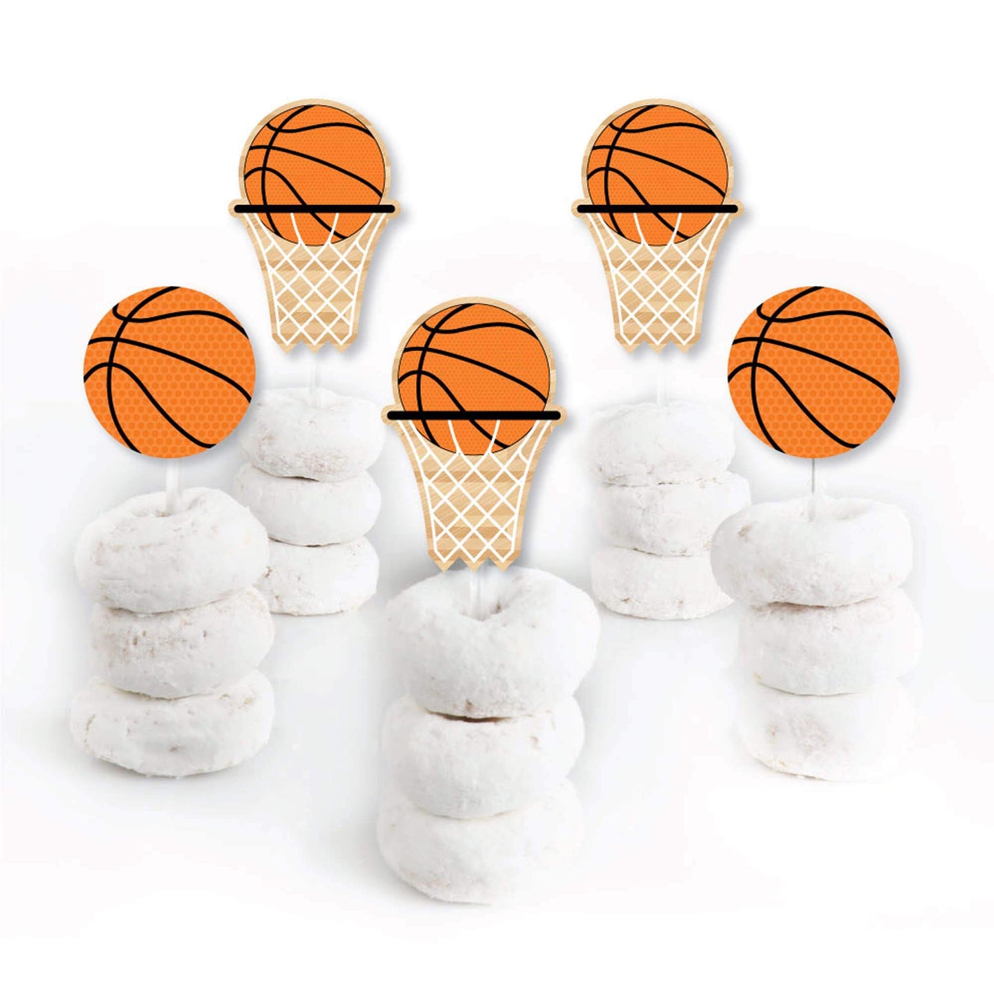 Big Dot of Happiness Nothin but Net - Basketball - Dessert Cupcake Toppers - Baby Shower or Birthday Party Clear Treat Picks -