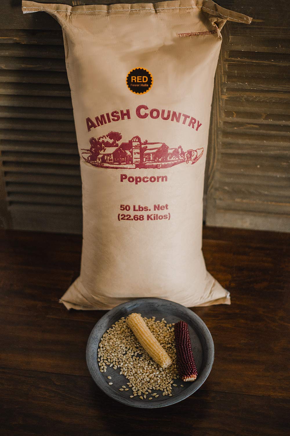 Amish Country Popcorn | 50 Lbs Bag Red Kernels | Old Fashioned, Non-Gmo And Gluten Free (50Lbs Bag)