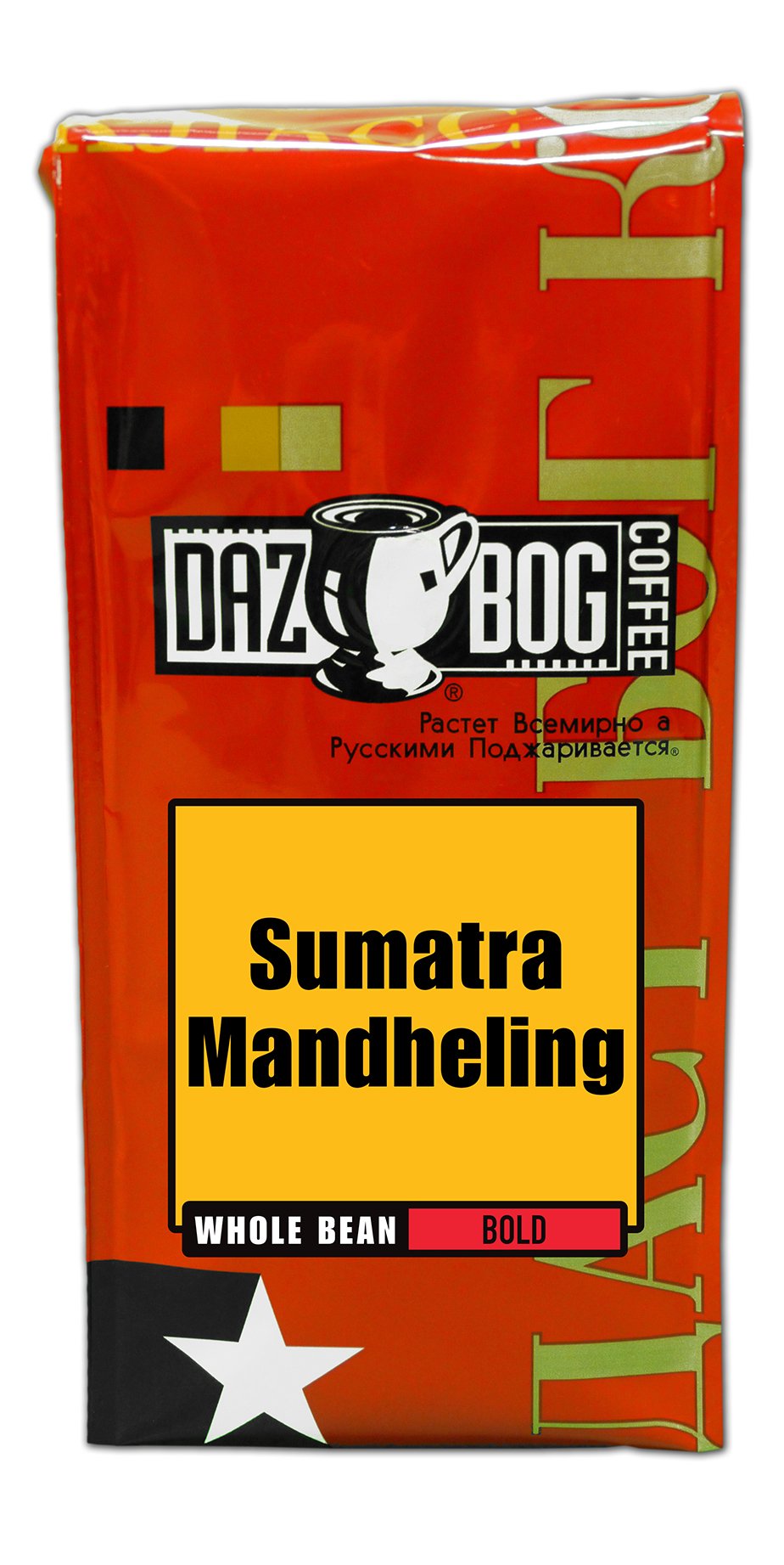 Dazbog Coffee | Sumatra Single Origin | Whole Bean | 11 Oz. | Strong, Sweet & Earthy Aroma | Exotic, Heavily-Bodied Blend | Smooth Finish | Vacuum Sealed Freshness