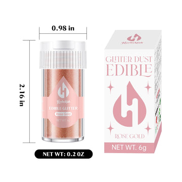 Rose Gold Edible Glitter For Cocktails - 6G Rose Gold Luster Dust Edible Drink Glitter Food Grade Metallic Shimmer Powder Cake S