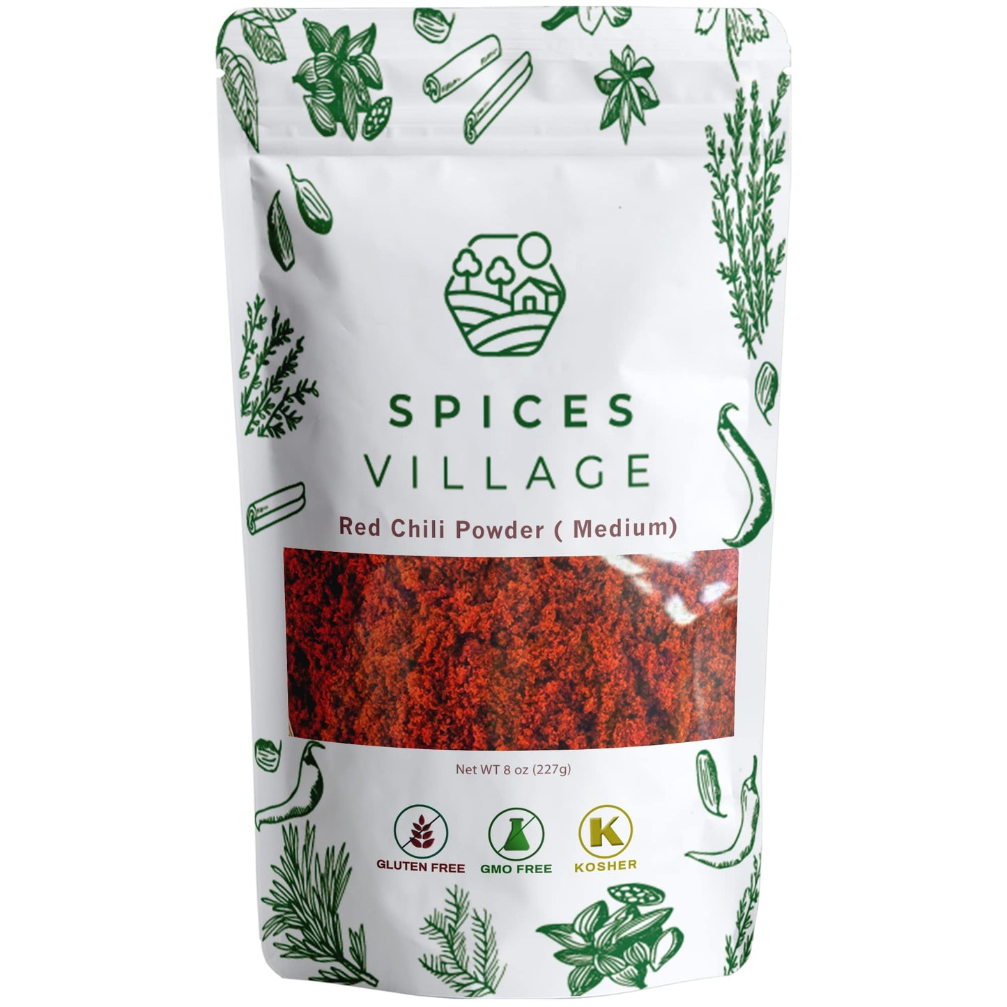 Spices Village Red Chili Powder, Medium Hot Ground Red Peppers for Cooking, 8 oz, Kosher Certified, Indian Chili Seasoning, Glut