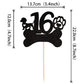 ZHUOWEISM 16th Birthday Cake Topper Black Glitter Dog Paw Design Paper Decoration for Kids Party Supplies