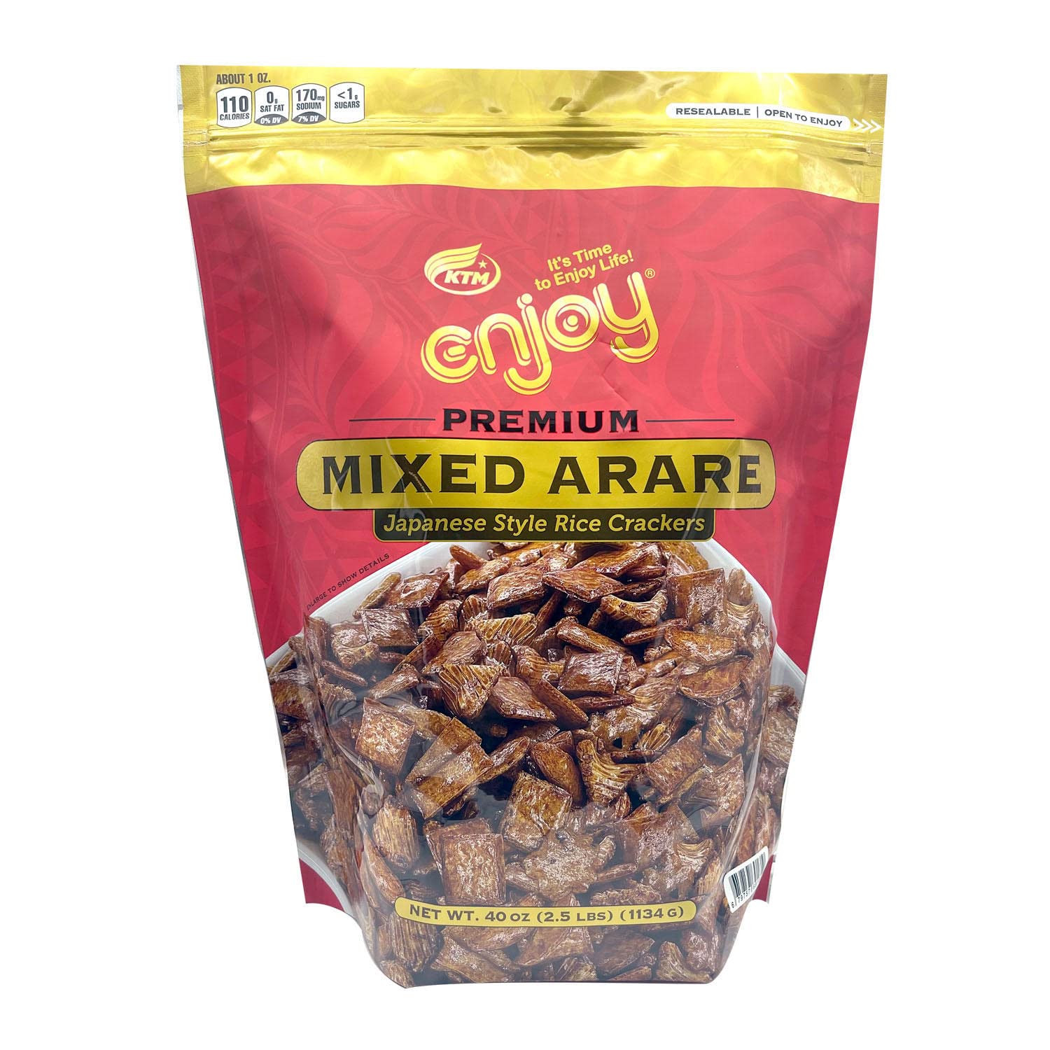 Enjoy Premium Mix Arare Rice Crackers, Super-sized 40 Oz Container