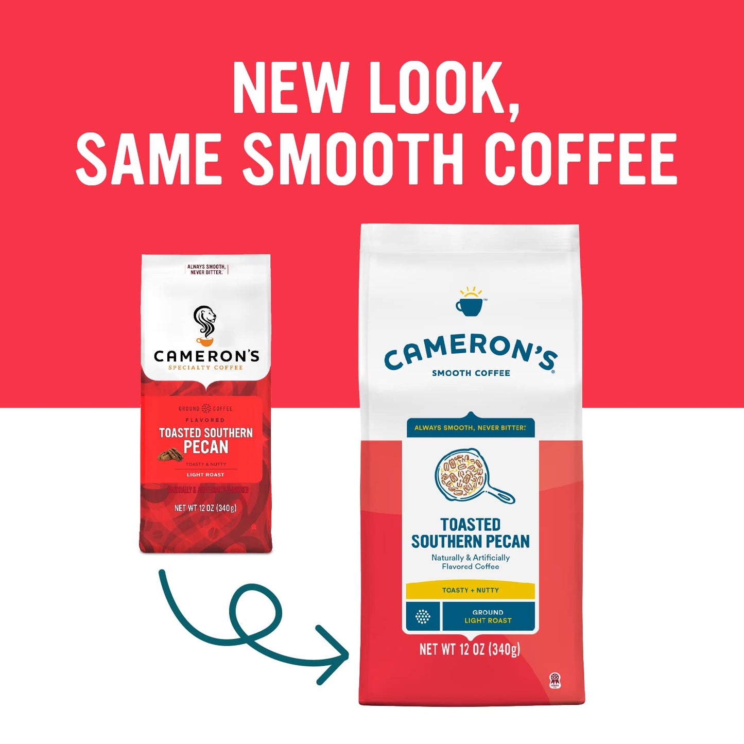 Camerons Coffee Roasted Ground Coffee Bag, Flavored, Toasted Southern Pecan, 12 Ounce