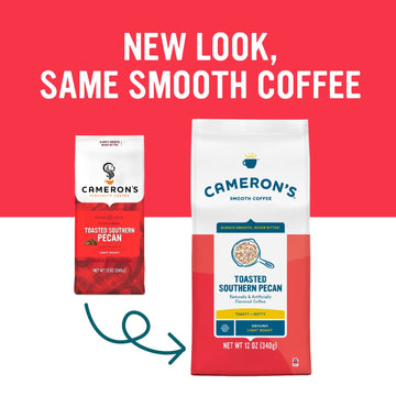 Camerons Coffee Roasted Ground Coffee Bag, Flavored, Toasted Southern Pecan, 12 Ounce