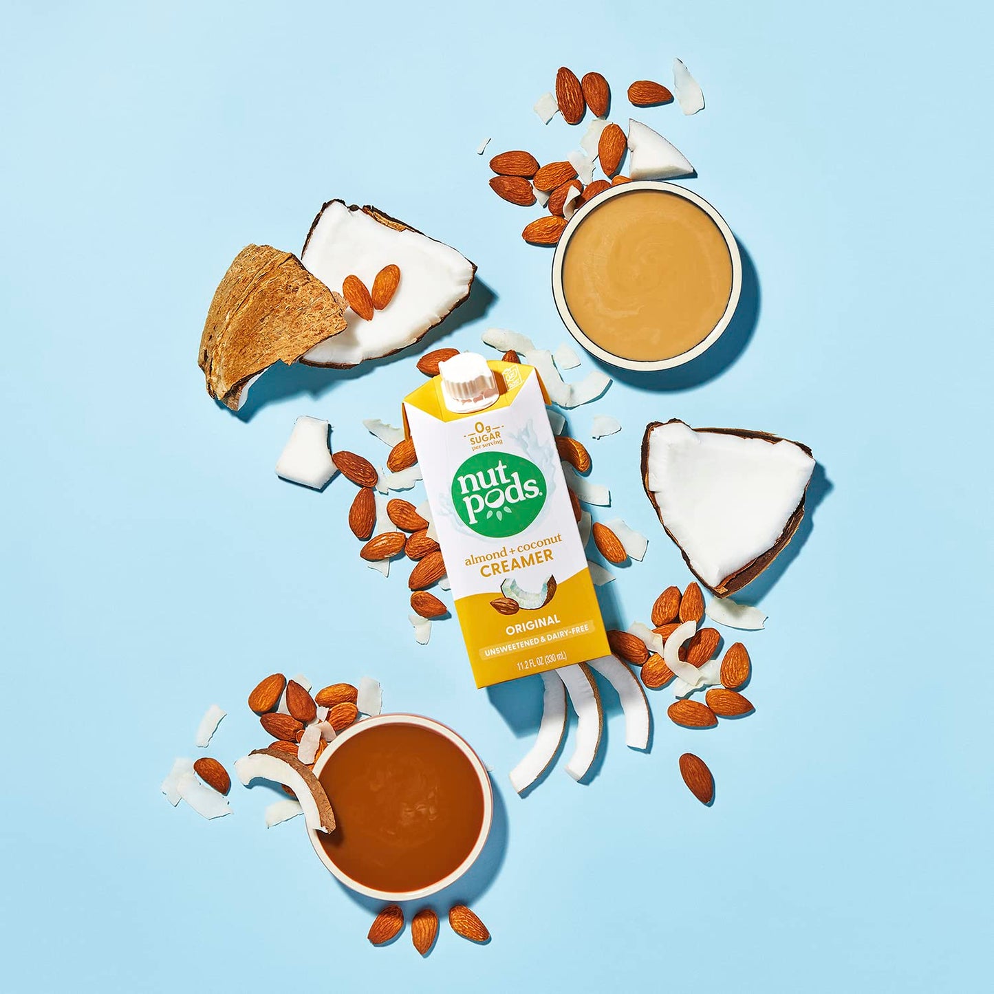Nutpods Dairy-Free Creamer Unsweetened, 11.2 Fl Oz (Original, 12-Pack) - Whole30 / Paleo / Keto / Vegan / Sugar Free, White