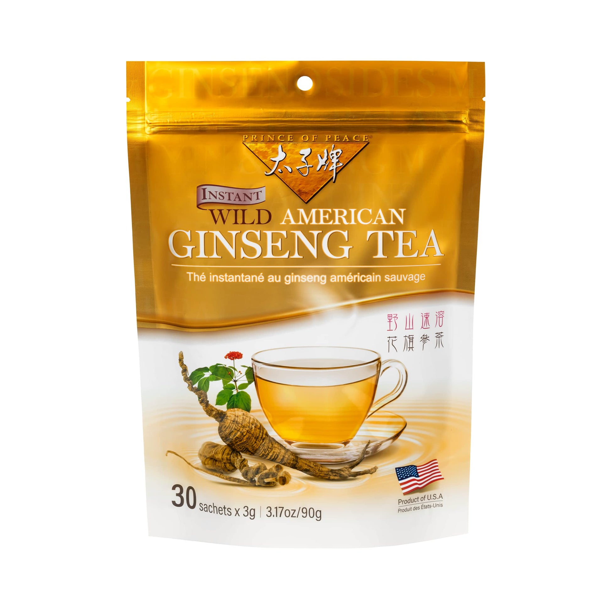 Prince Of Peace Instant Wild American Ginseng Tea, Caffeine-Free, 30 Sachets