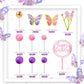 51 Pcs Pink Purple Balls Cake Toppers Butterfly Cake Decorations Happy Birthday Cake Topper For Wedding Baby Shower Birthday Flo