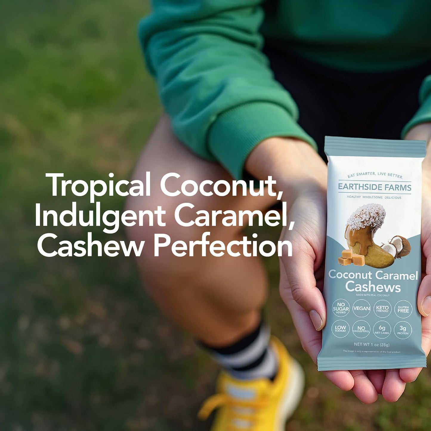 Earthside Farms Cashews, A Keto Friendly, Low Carb, Low Sugar Snack, Individual Packs Of Sweet And Crunchy Nut Coated In A Sweet