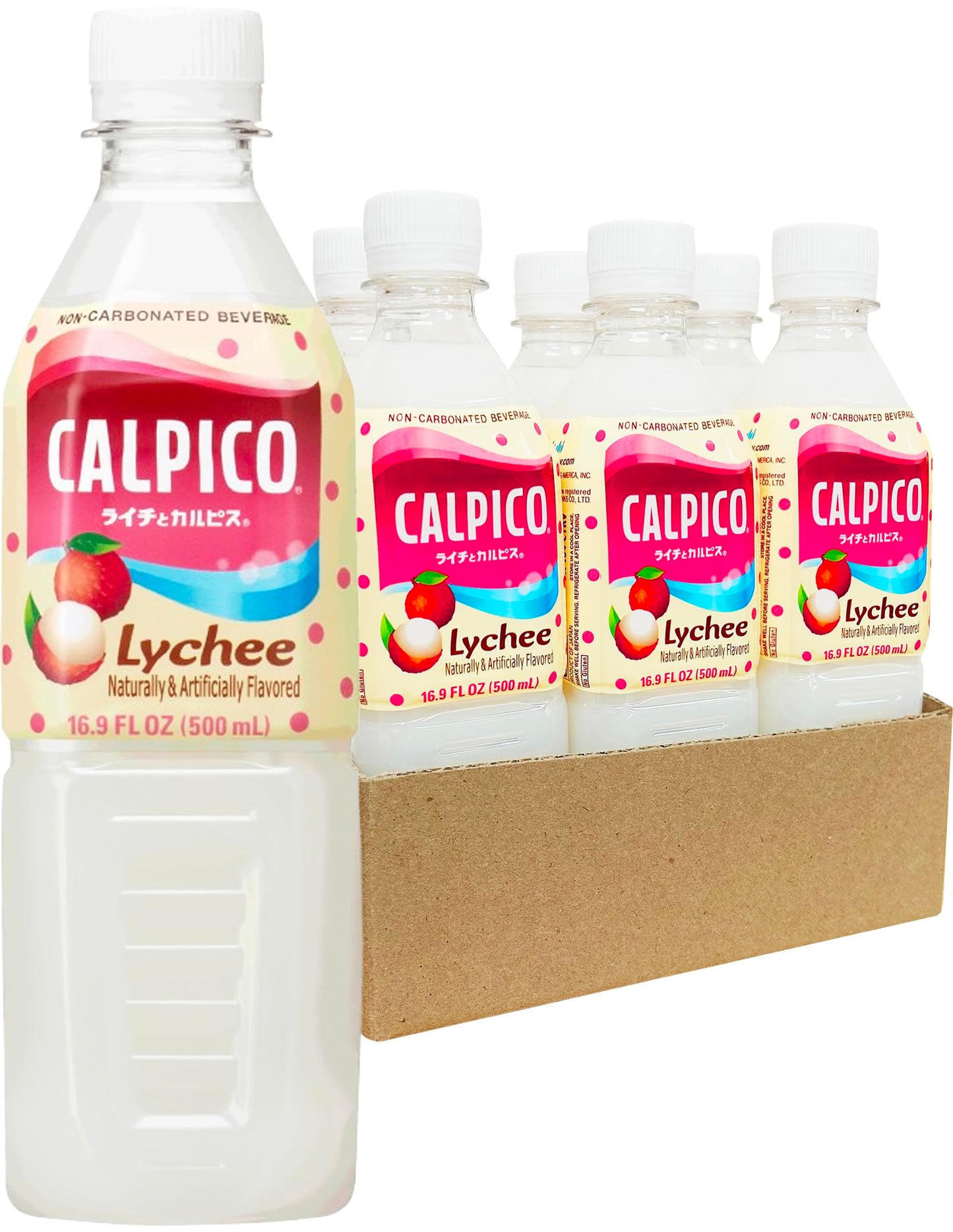 CALPICO Lychee - Smooth, Creamy & Refreshing Non-Carbonated Beverage, Sweet and Tangy, Japanese Lactic Acid Drink, 16.9 Fl oz (P