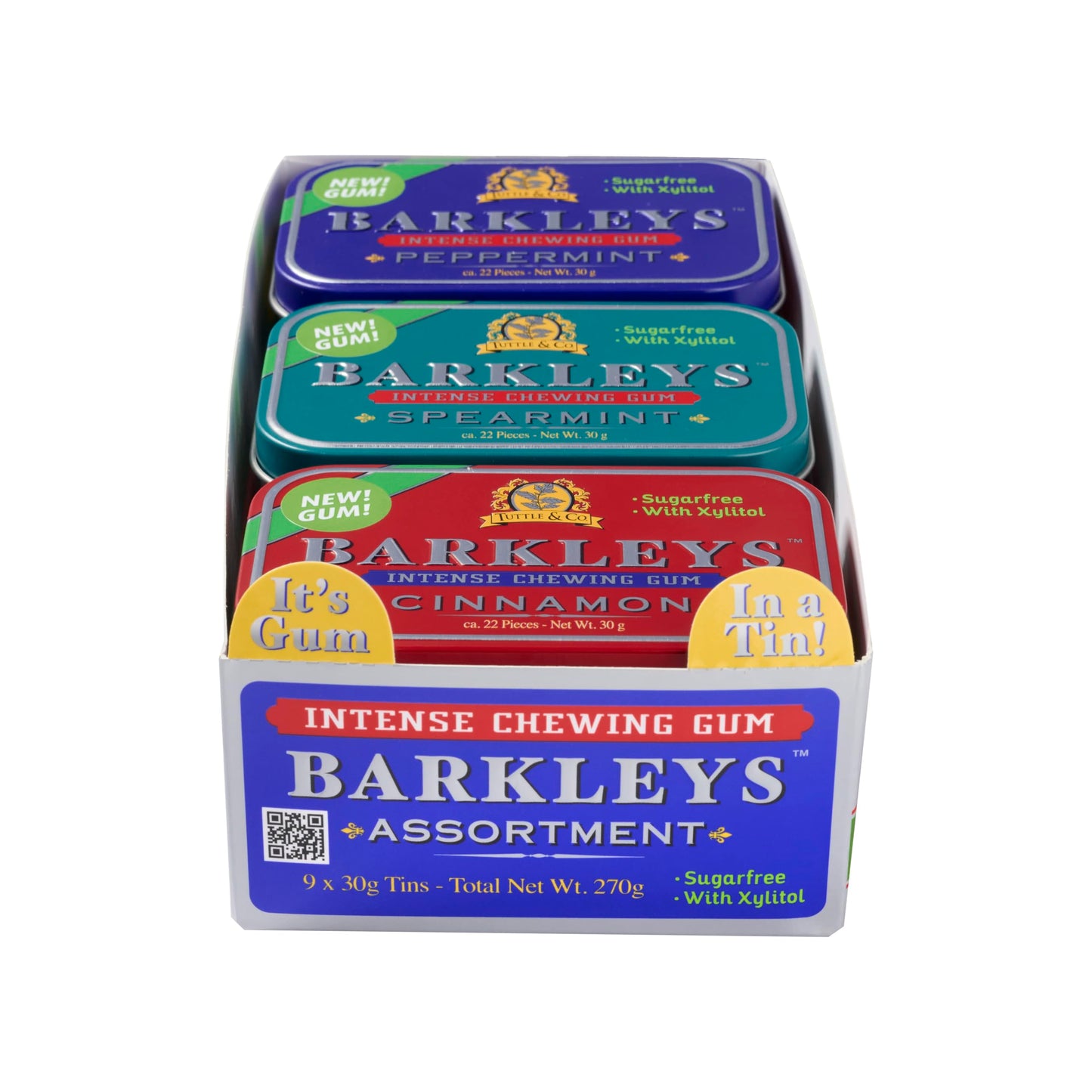 Barkleys Sugar Free Gum Variety Pack - Xylitol Gum Assortment of Peppermint, Spearmint & Cinnamon-Breath Refreshing & Long-lasti