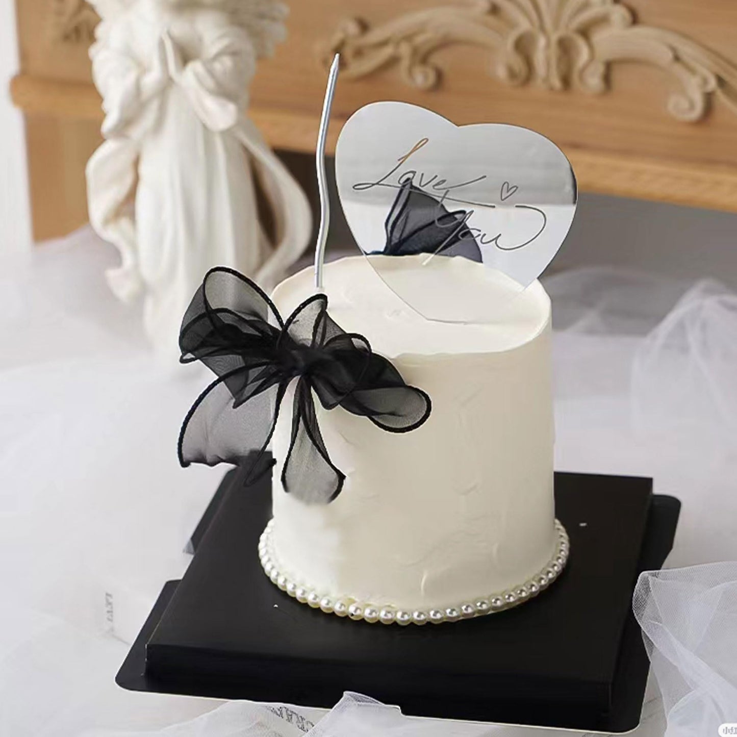 20 Pack Bow Cupcake Toppers Birthday Bowknot Black Bow High Footed Cup Balloon Party Decorations Cupcake Picks Bridal Cake Desse