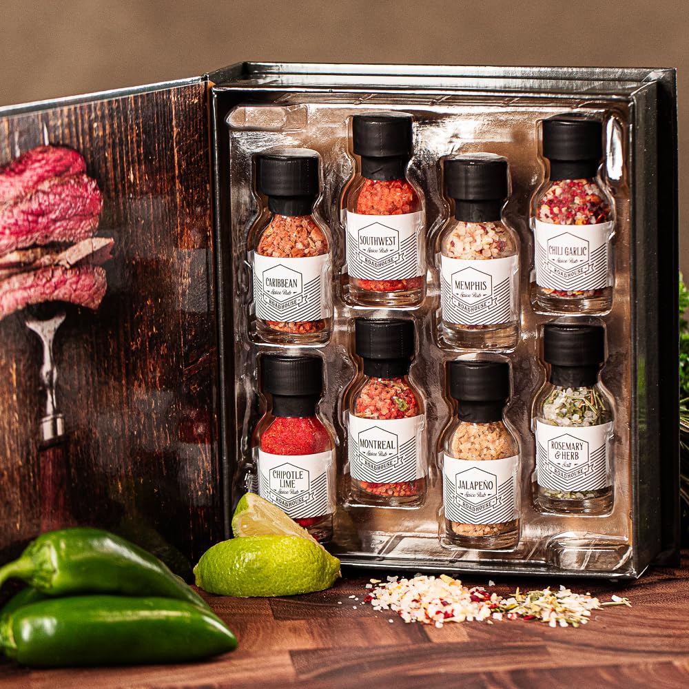 Man Crates Personalized Steak Night Crate – Personalized Solid Wood Steak Plates, Stainless Steel Cutting Tool, Steak Charms, Seasonings & Sauces – Ultimate Steak Gift Set