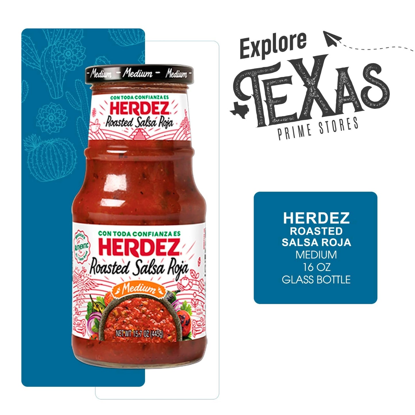 Herdez - Lavinia Essentials Bundle: 4-Pack of Salsa Roasted Roja Medium 16oz Glass Bottle + 1 Utility Prop