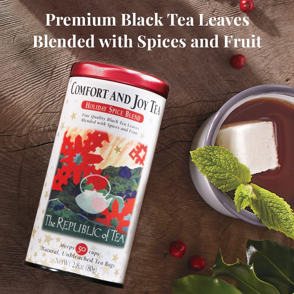 The Republic of Tea Comfort and Joy Tea, Holiday Spice Blend, 50 Tea Bags, Naturally Caffeinated