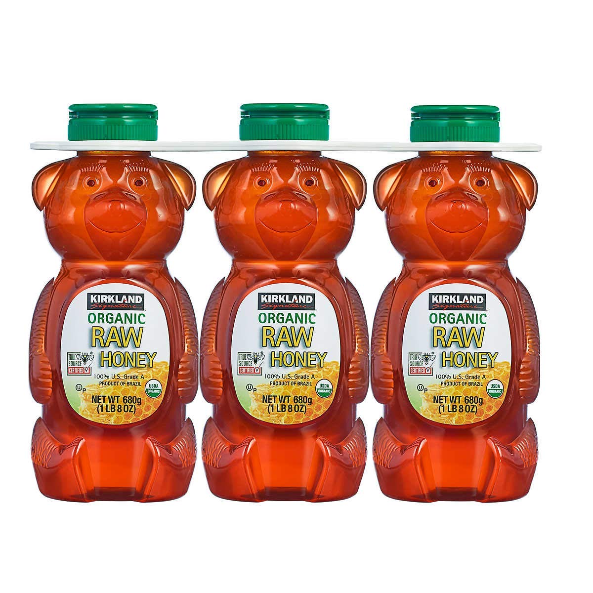 Kirkland Signature Raw Organic Honey Bear 24 Oz, 3 Count