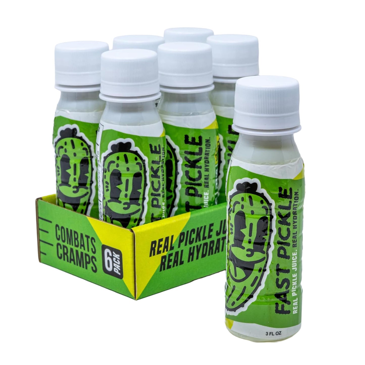 Fast Pickle Juice Pickle Shots For Leg Cramps Relief - Hydration & Electrolyte Support  No Sugar  Natural Ingredients - 3 Oz  6 Pack