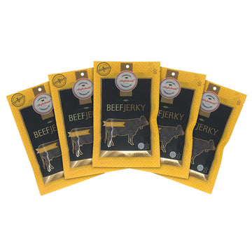 Premium Aufschnitt Beef Jerky - Low Sodium, Certified Kosher, Keto & Halal Friendly - 5 Pack, Teriyaki, 0.18 Ounce Each