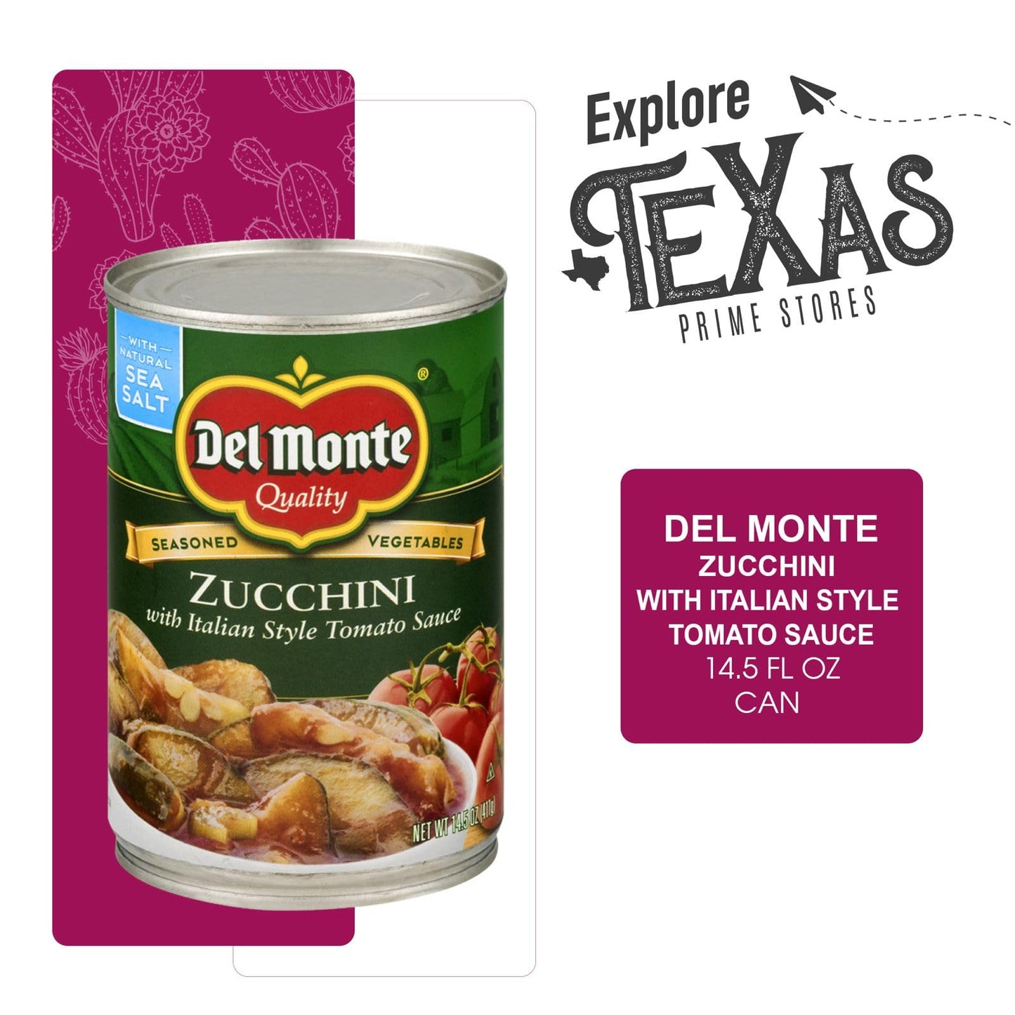 Del Monte - Lavinia Essentials Bundle: 12- Pack Of Zucchini Italian Style Tomato Sauce Canned Vegetables 14.5 Oz Can + 1 Utility