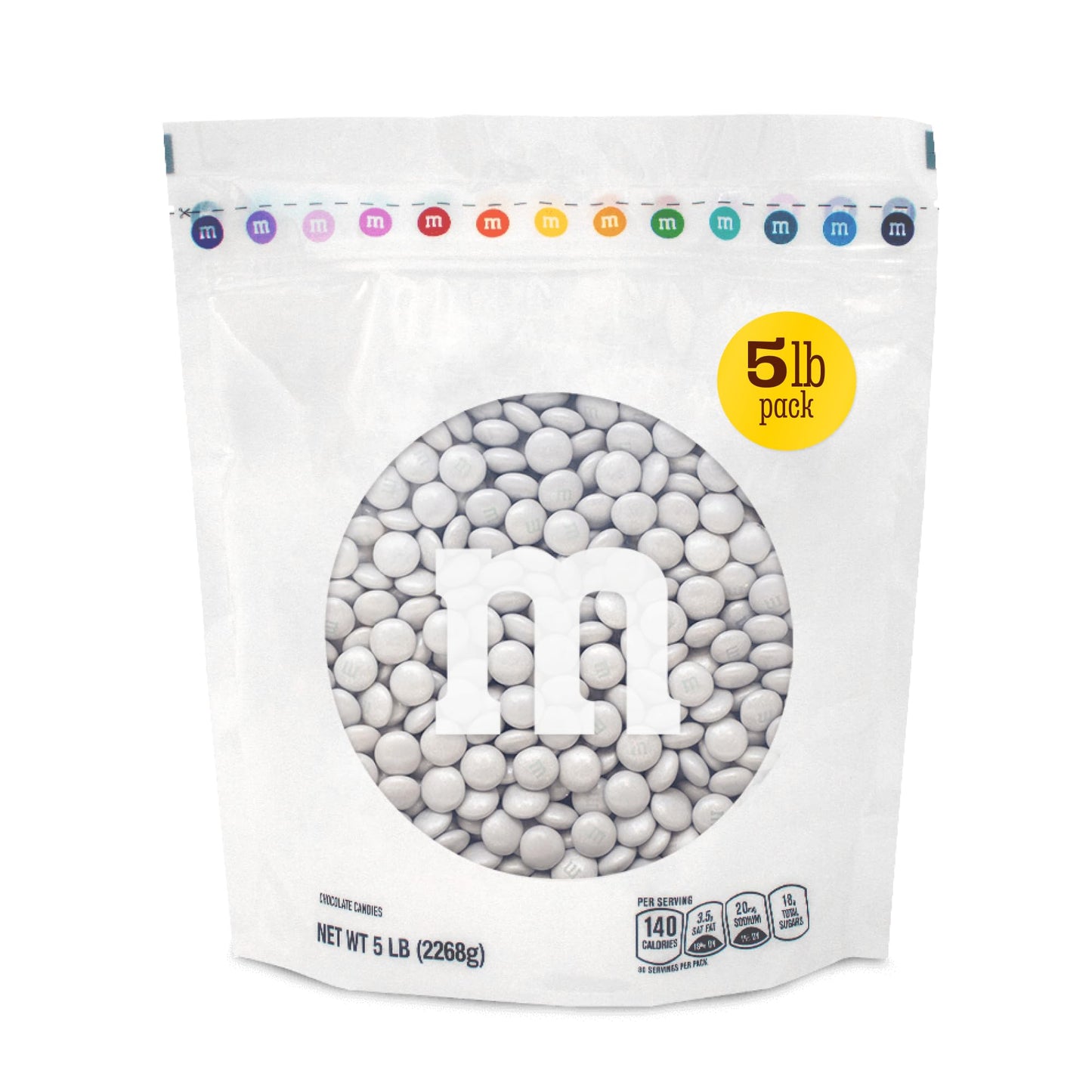 M&MS WORLD Milk Chocolate Platinum Candy-5lbs of Bulk Candy in Resealable Pack for Candy Buffet,Birthday Parties,Theme Meetings,