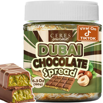 Dubai Chocolate Spread - 6.35 oz Jar with Pistachio  Kataifi & Gourmet Dubai Chocolate Filling for Pancakes  Breakfast  Snacks  and Desserts