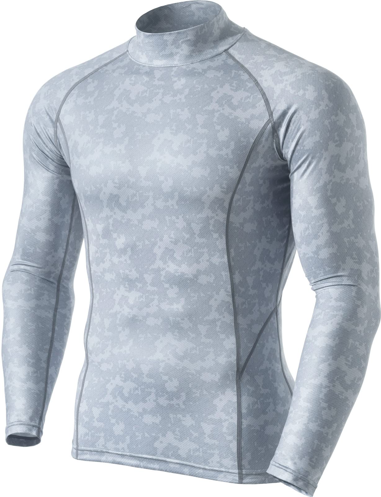 Tsla Mens Thermal Long Sleeve Compression Shirts, Mockturtleneck Winter Sports Running Base Layer Top, Heatlock Mock Neck Print