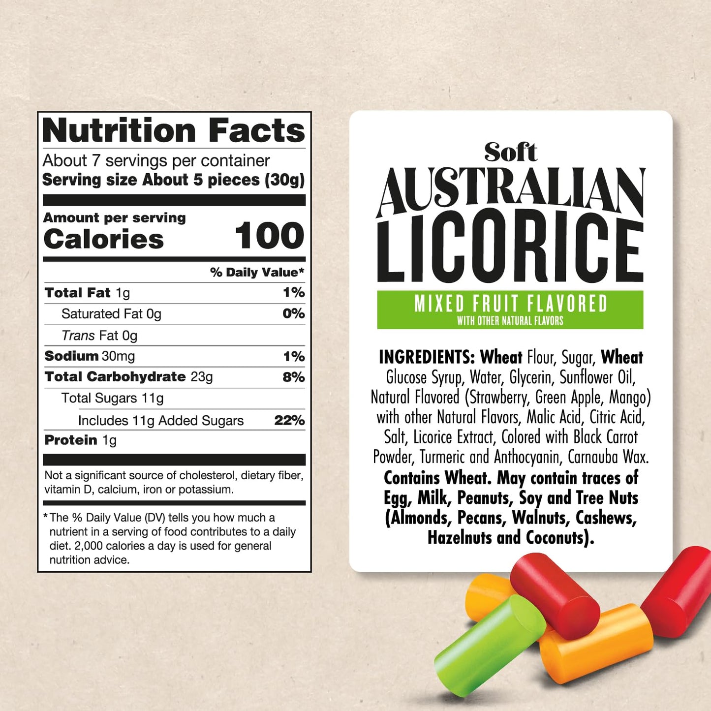 Darrell Lea Soft Australian Licorice, Non-GMO, No Palm Oil, Plant Based, No High Fructose Corn Syrup, Soft & Chewy Licorice Cand