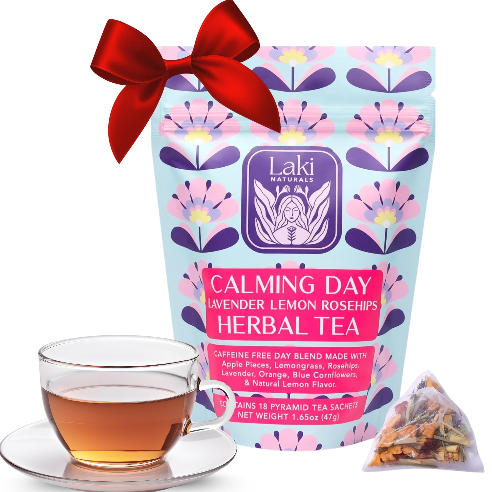 Calming Day Herbal Tea (1.65 Oz, Pack Of 18 Tea Bags) – Relaxing Caffeine-Free Tea With Lavender, Rosehips And Lemongrass – Gift For Focus, Clarity, Relaxation And Wellness