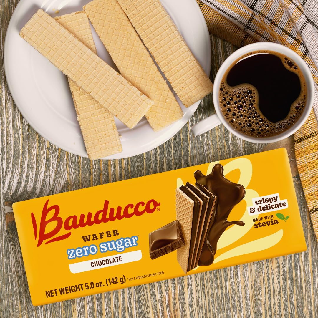 Bauducco Chocolate Wafer Cookies - Sugar Free Delicious & Crispy Wafers with 3 Delicious, Indulgent Decadent Layers of Chocolate