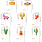 25 Pcs Mexican Fiesta Cupcake Toppers Mexican Fiesta Happy Birthday Cake Topper Cactus Donkey Maraca Sombrero Guitar Cupcake Pic