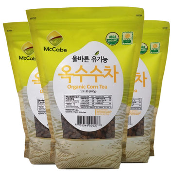 McCabe Organic Corn Tea - Roasted Corn Tea | USDA and CCOF Certified | Non-GMO Whole White Corn | Roasted and Packed in USA | 1.