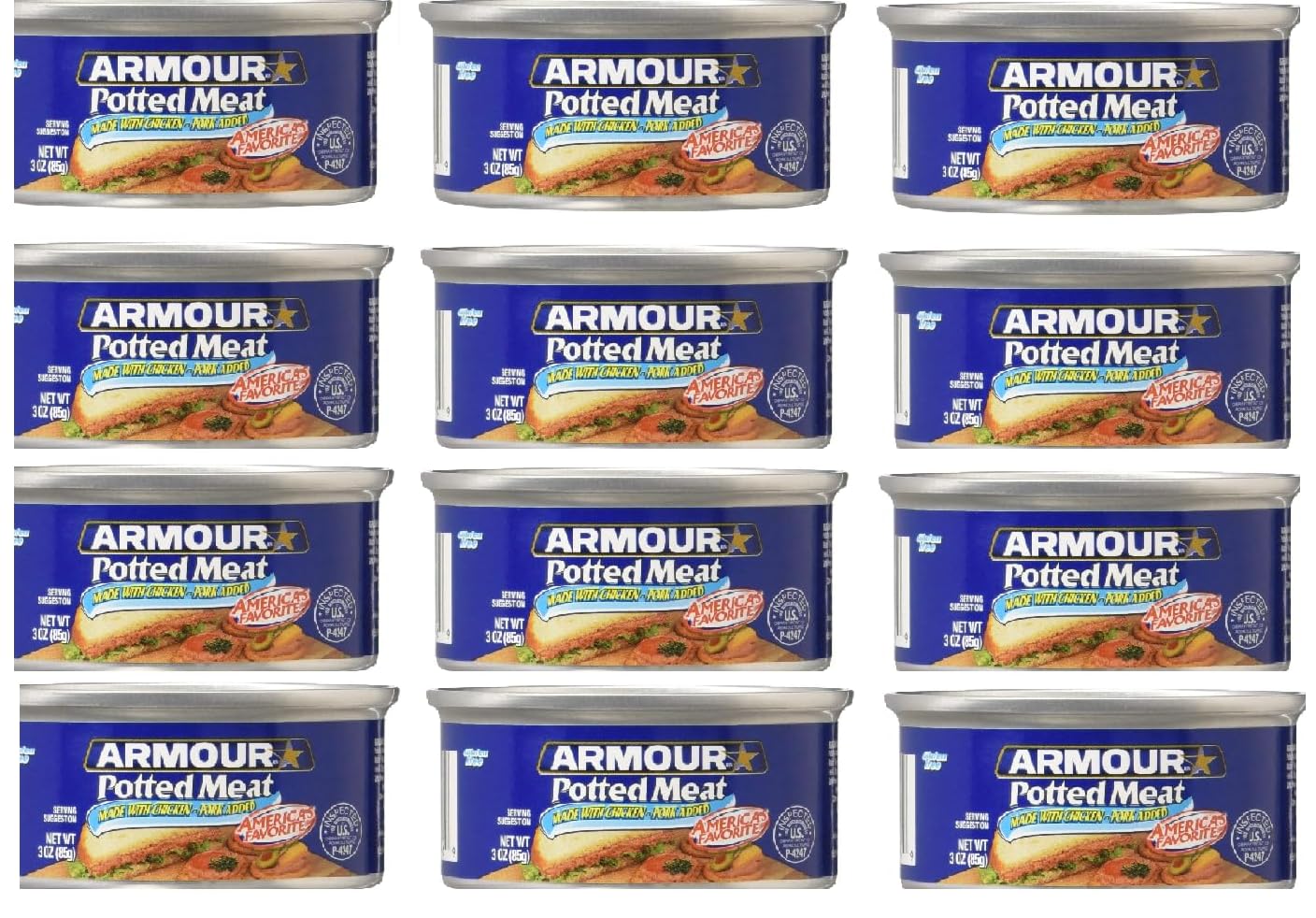 Pack Of 12 Potted Meat made with Chicken and Pork 3 oz.