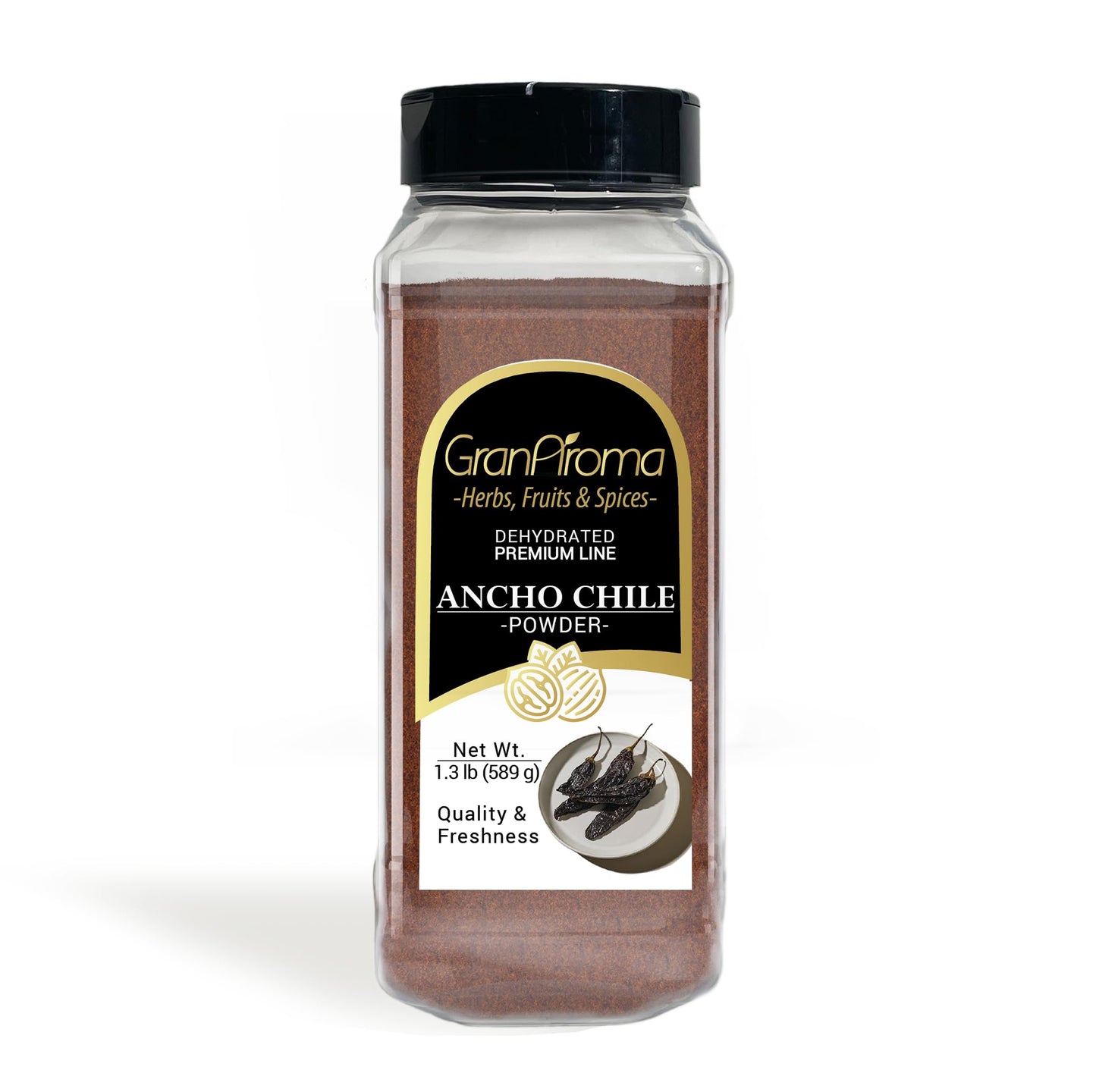 GranAroma Ancho Chile Powder, 1.3 lb, Spicy & Flavorful, Moles & Enchiladas, Dried Chile, 20.8 ounces