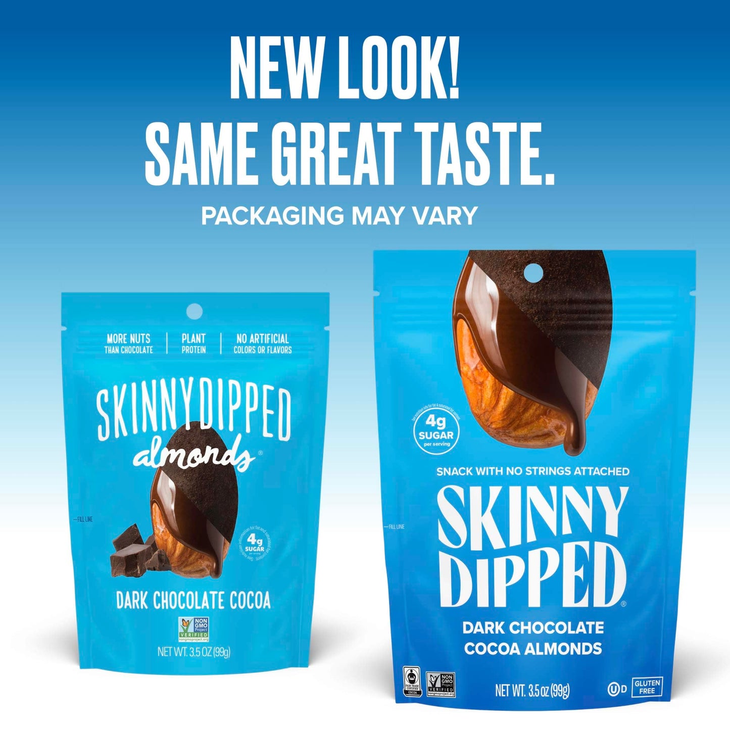 Skinnydipped Dark Chocolate Cocoa Almonds, Healthy Snack, Plant Protein, Gluten Free, 3.5 Oz Resealable Bags (Pack Of 5)