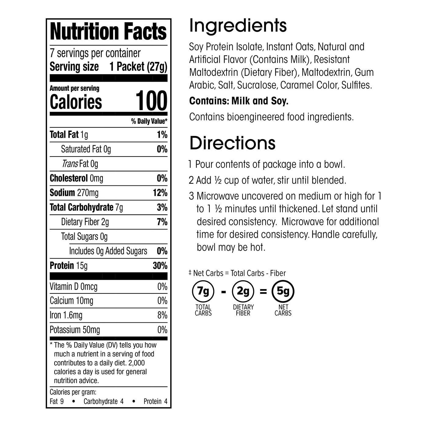 WonderSlim Instant Protein Oatmeal, Maple Brown Sugar, Gluten Free, Low Carb, Low Sugar (7ct)