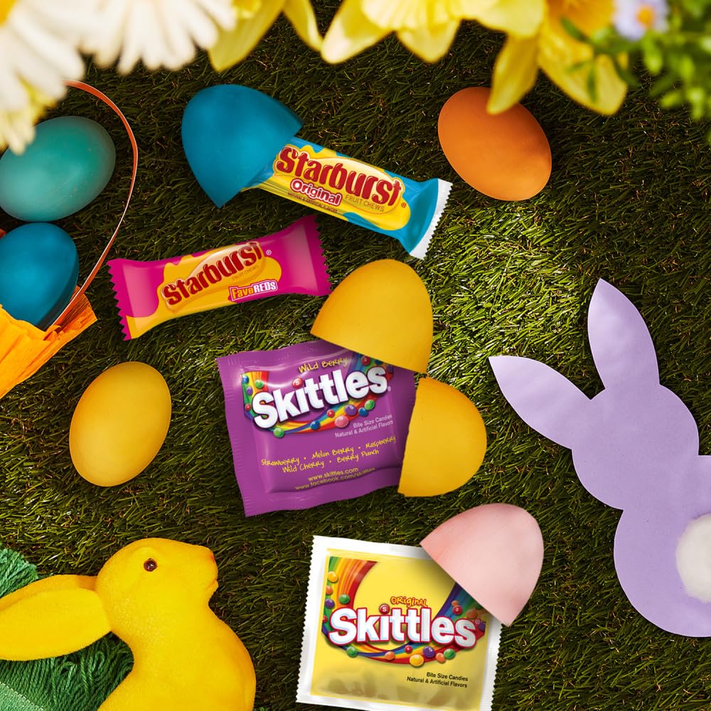 Wrigley'S Skittles & Starburst Fun Size Chewy Candy Easter Basket Stuffers Variety Pack, 80 Ct Bulk Bag