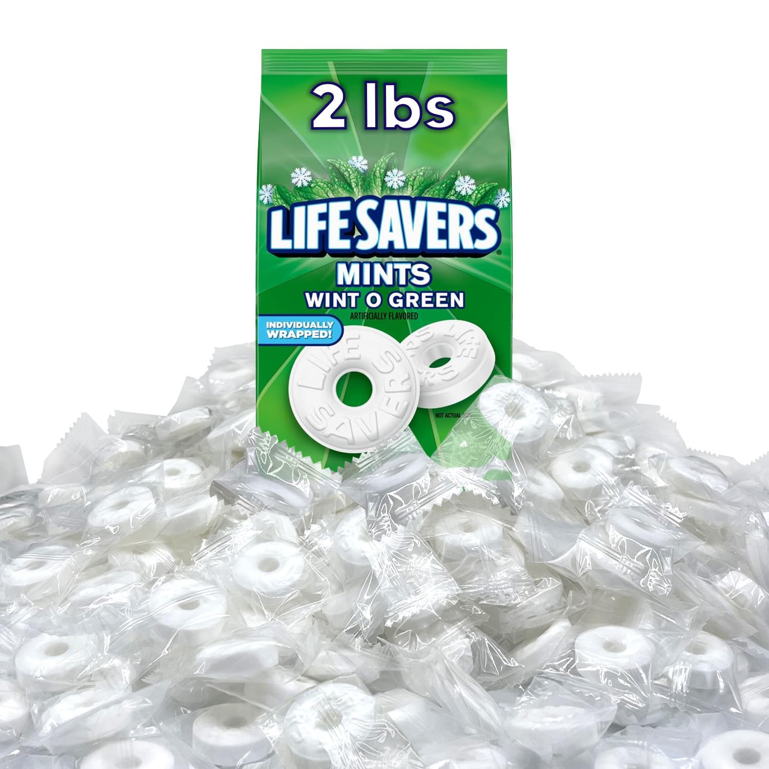 Mint Candy  2 Pounds Candy - Holiday Individually Wrapped - Hard Mints Melts  Bulk Bag for Every Occasion - Holiday
