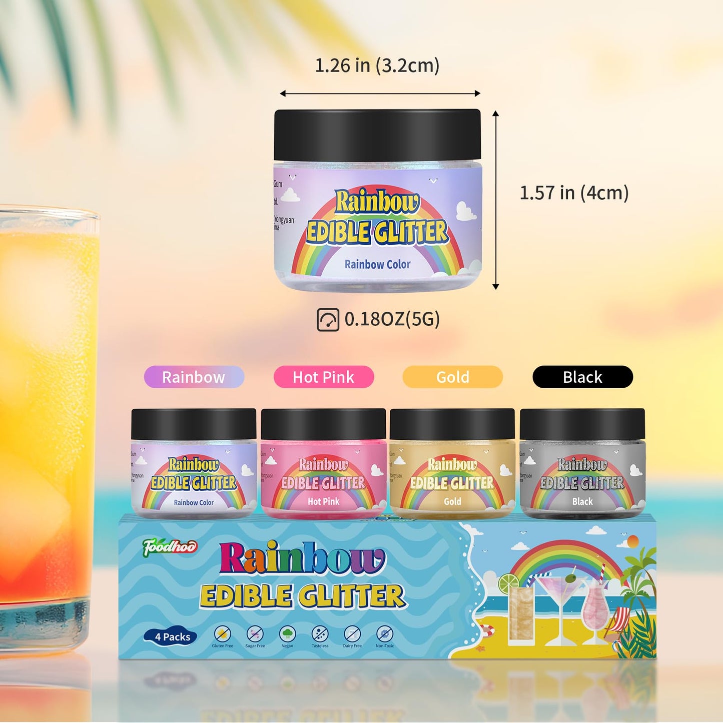 Edible Glitter For Cocktails, Rainbow Easter Luster Dust Edible For Drinks, Food Grade Shimmer Dust, Sprinkle Powder, Baking, St