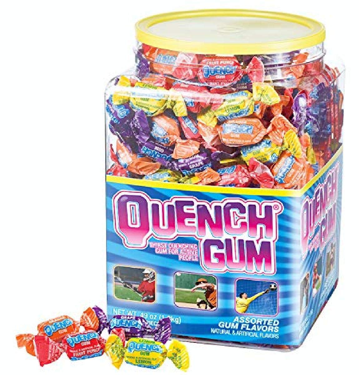 Quench Gum Variety Tub, Electrolytes Chewing Gum For Athletes And Sports Trainers, Original Fruity Flavors, 300 Pieces