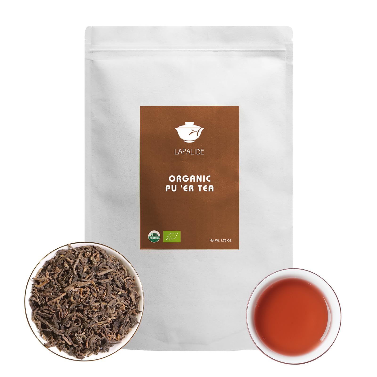 LAPALIDE 1.76Oz Puerh Tea Loose Leaf, USDA Organic Pu erh Tea, Yunnan Puerh tea loose leaf Mellow and Rich, Pu'er Ancient Tree L