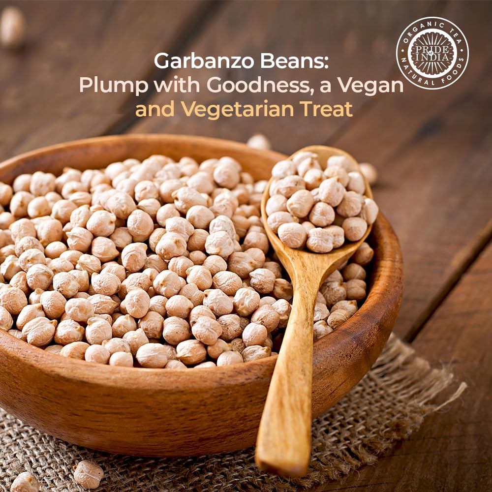 Pride Of India - Indian Whole White Garbanzo Beans 10Mm - Protein & Fiber Rich Kabuli Chana, 1.5 Pound Jar