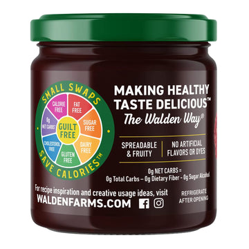 Walden Farms Raspberry Fruit Spread 12 oz Jar, Natural Sugar Free Jam, 0g Net Carbs, Certified, Perfect on Snacks, Dessert Toppi