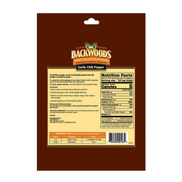 LEM Backwoods Garlic Chili Pepper Sausage Seasoning, 15 Ounce Packet, Ideal for Wild Game and Domestic Meat, Model 9143
