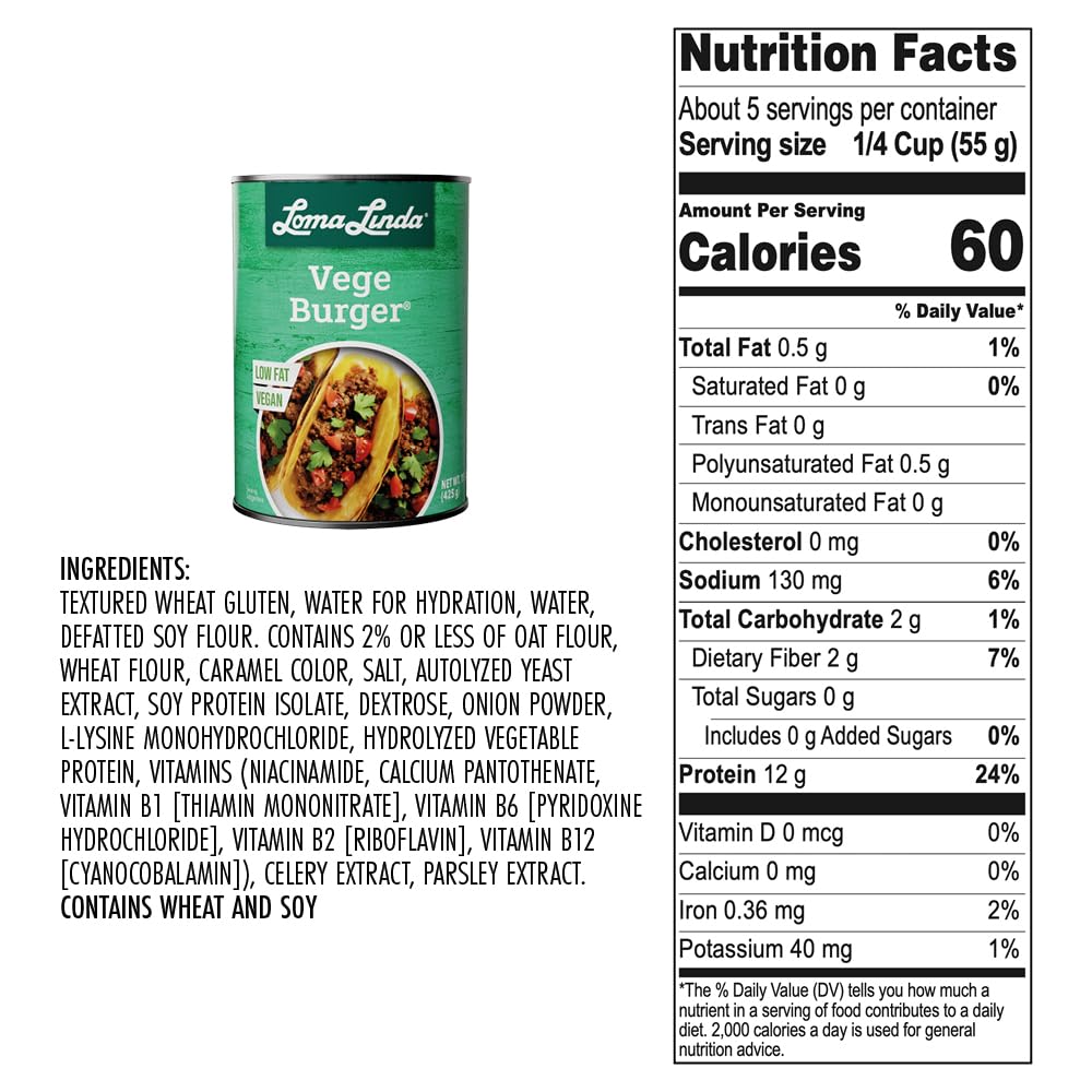 Loma Linda - Plant-Based - Vege Burger (15 oz.) (Pack of 6)